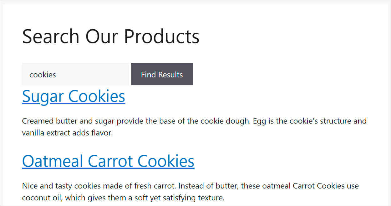 custom post types search form results