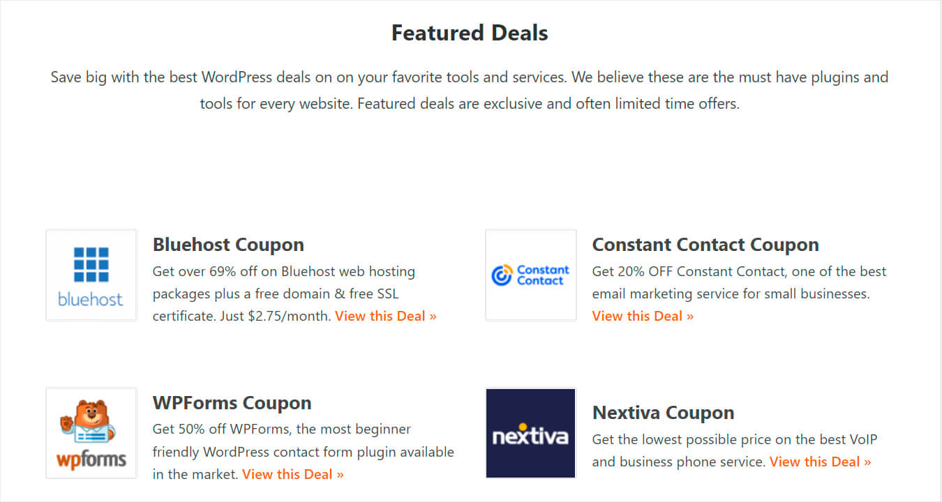 deals custom posts type