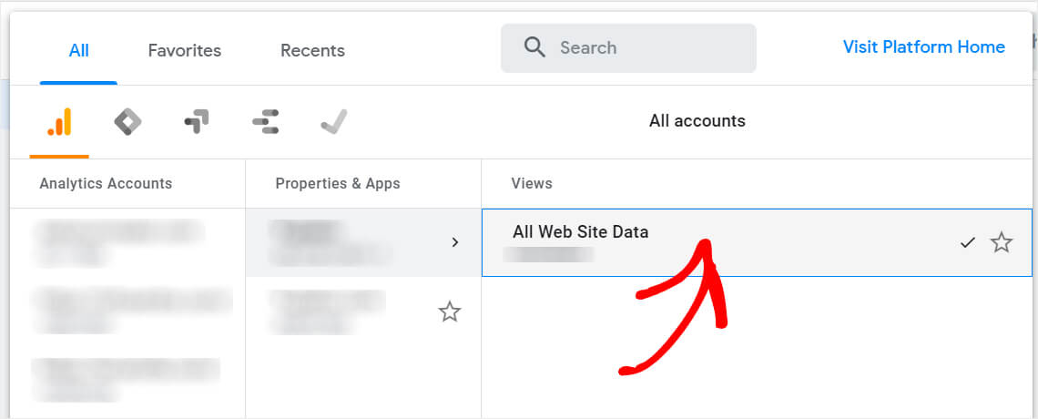 go over to all website data