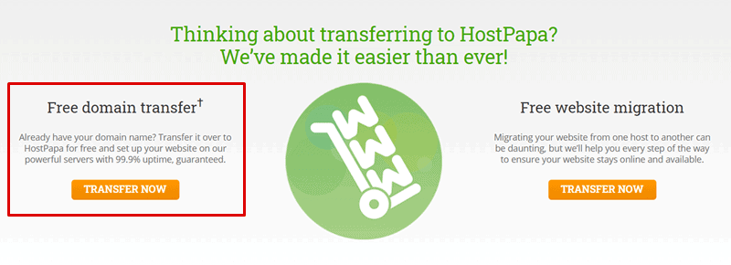 hostpapa โอนโดเมนฟรี