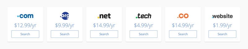 bluehost 域名价格
