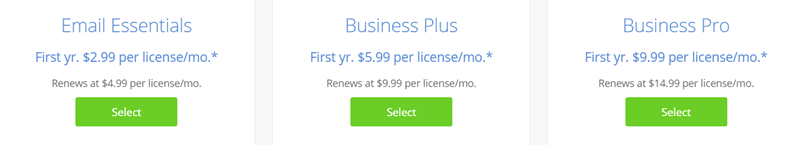 bluehost 电子邮件托管定价