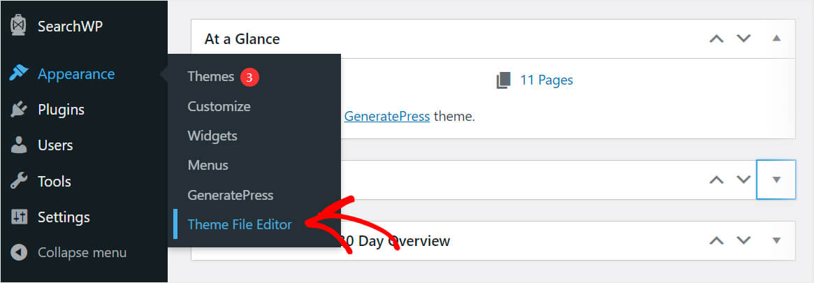 go to the theme editor