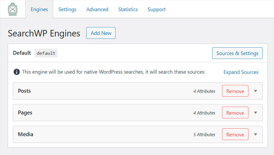 the list of your search engines