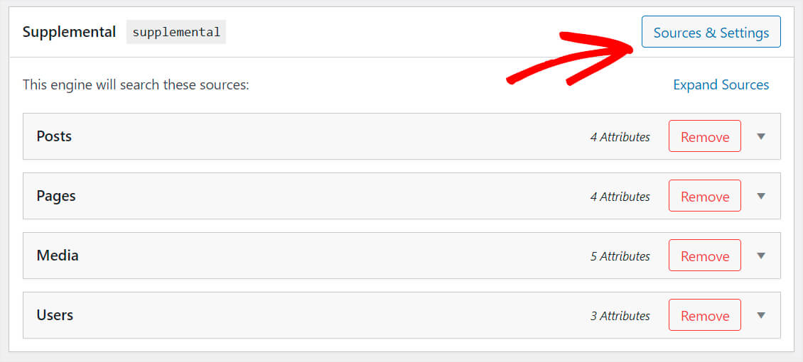click sources and settings