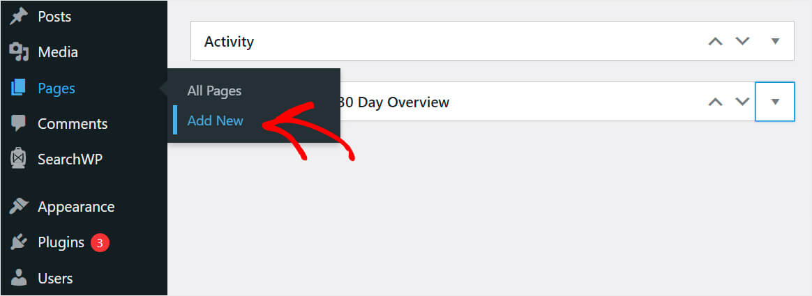 click add a new page