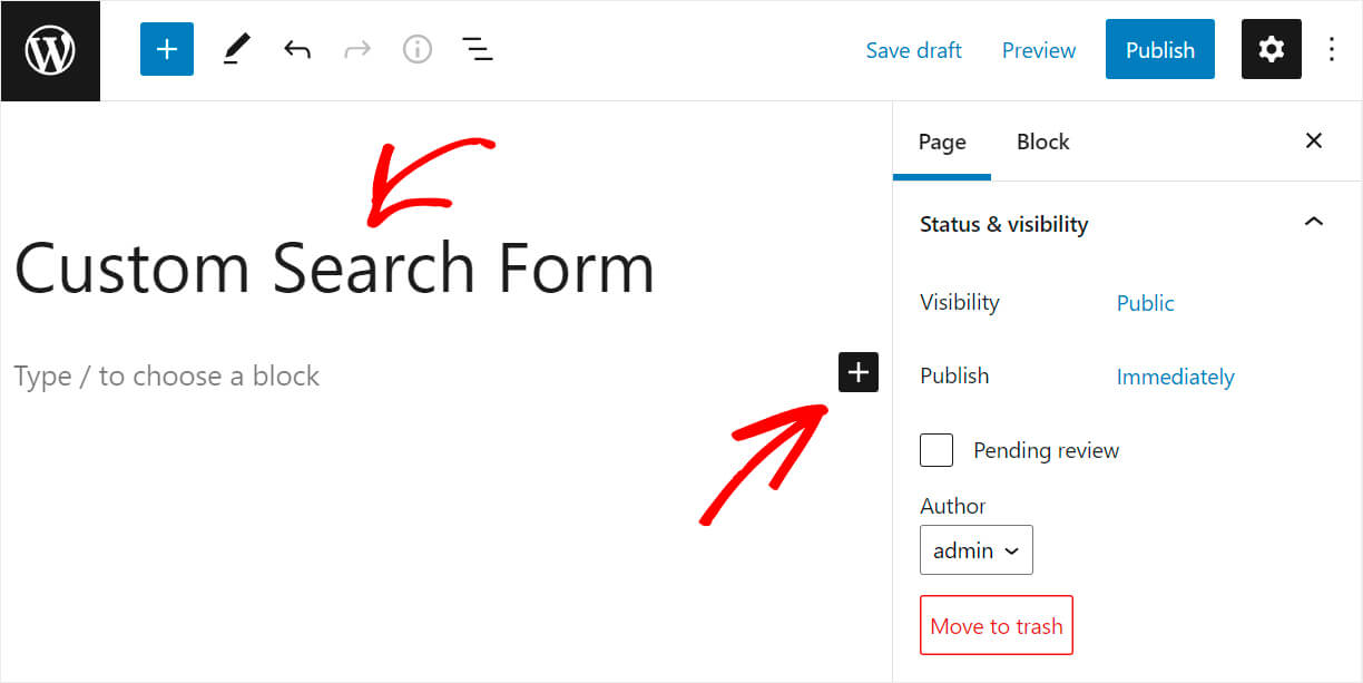 title your page and press plus
