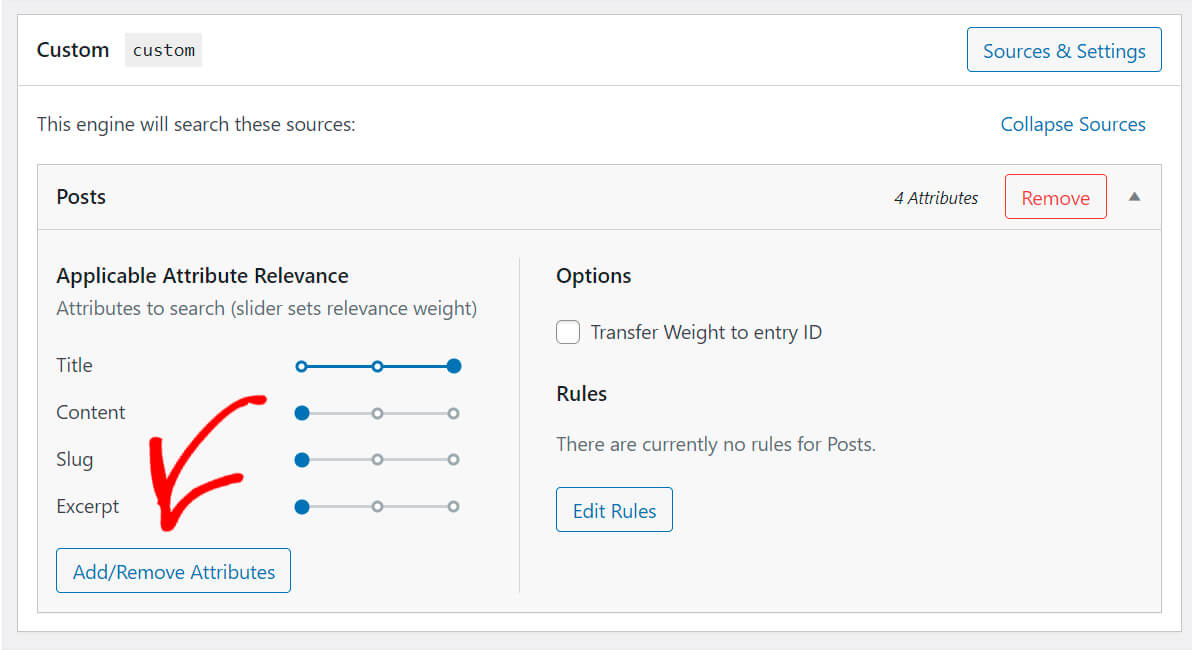 click add remove attributes