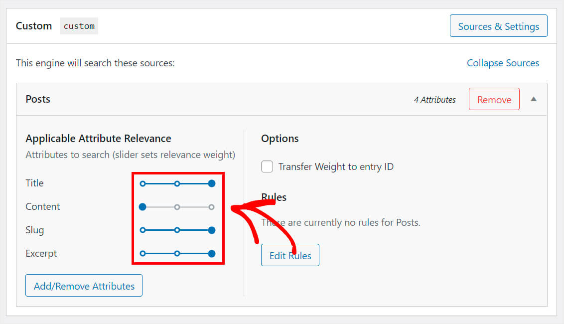 the adjustment slider