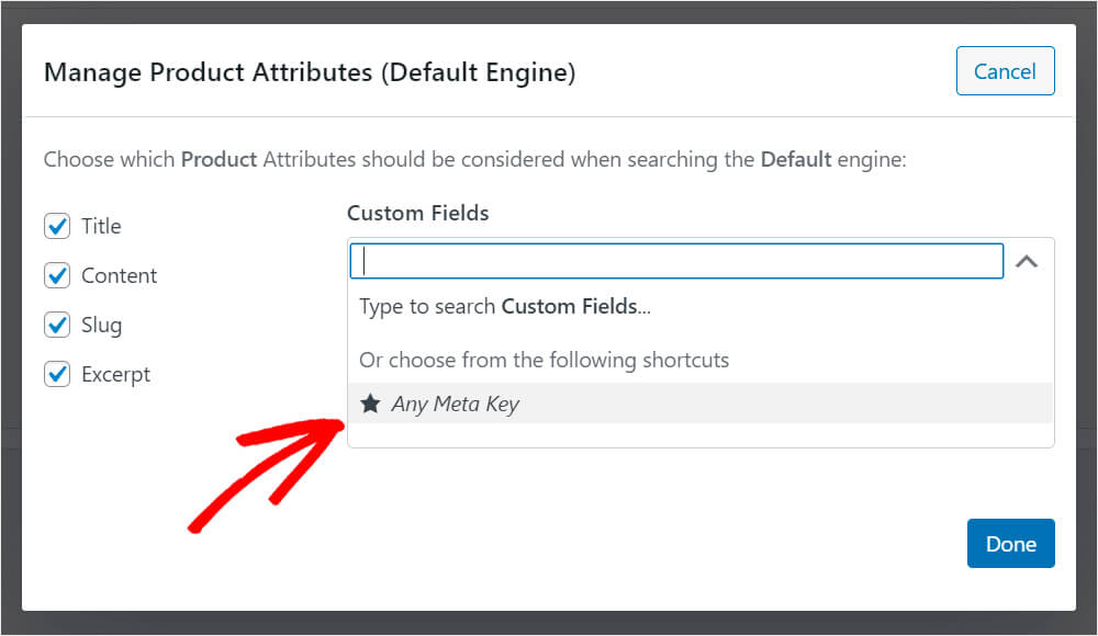 choose the any meta key shortcut