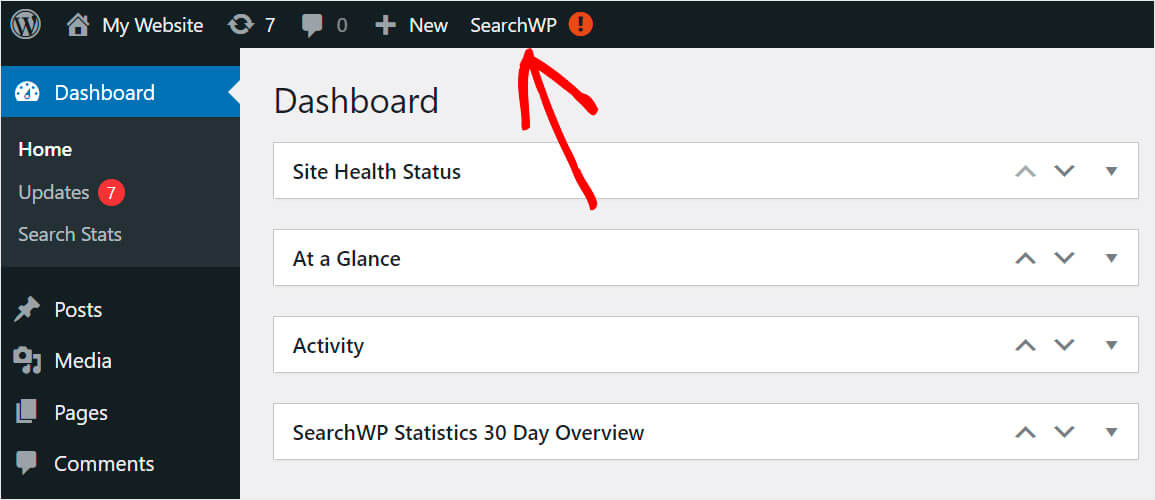 navigate to the SearchWP settings