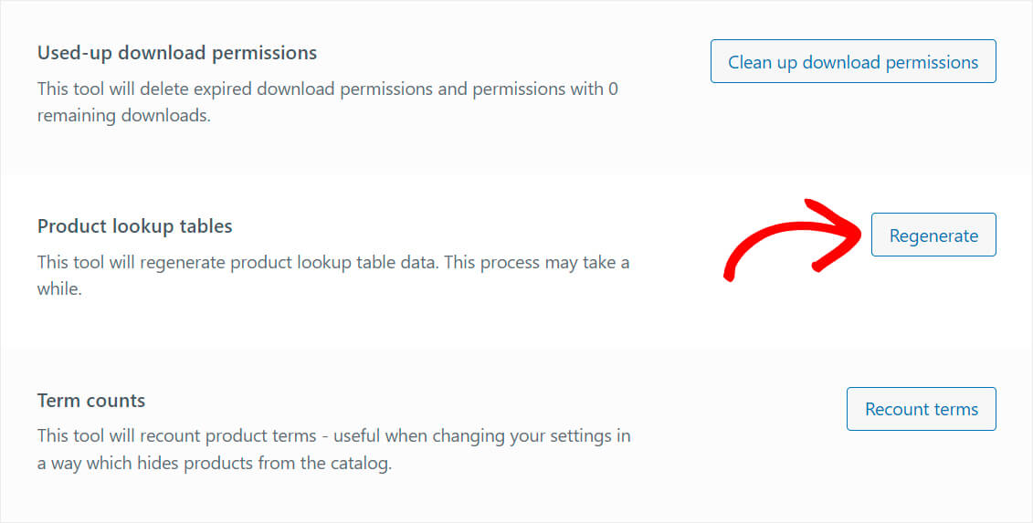 regenerate tables