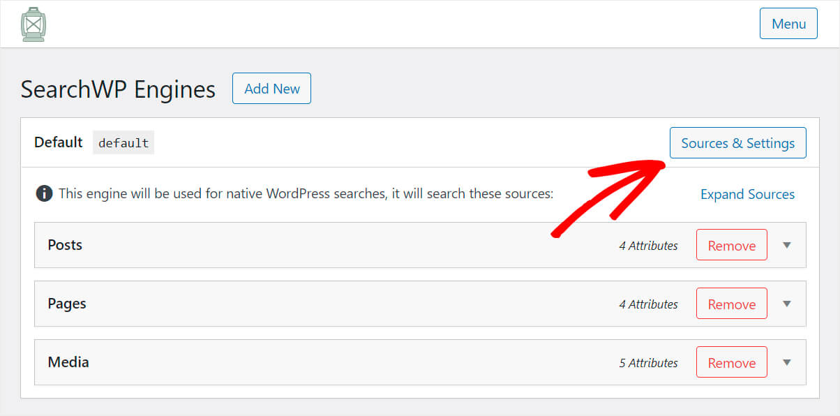click sources and settings