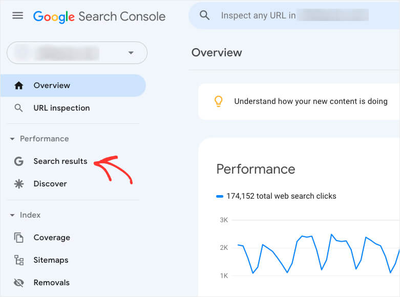 go to the search results tab