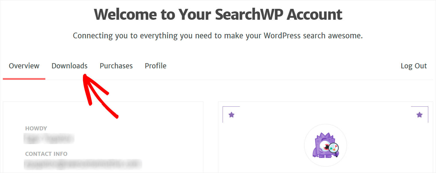 go to the SearchWP downloads tab