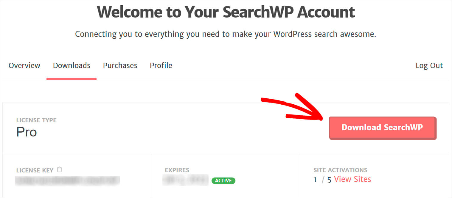 press the download SearchWP button