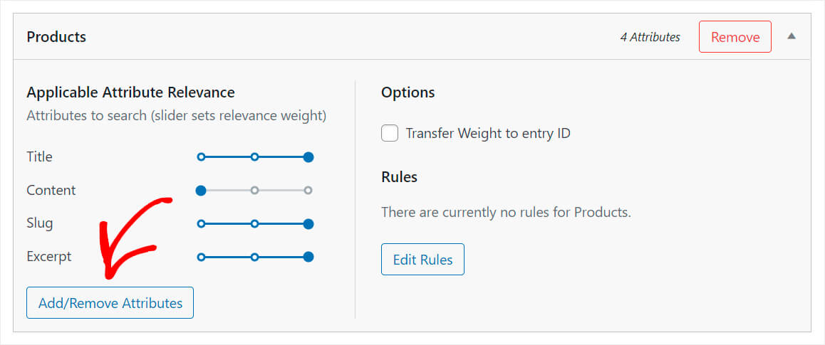 click add remove attributes