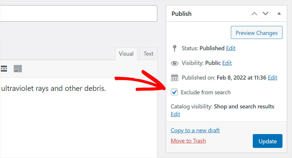 check the exclude from search checkbox