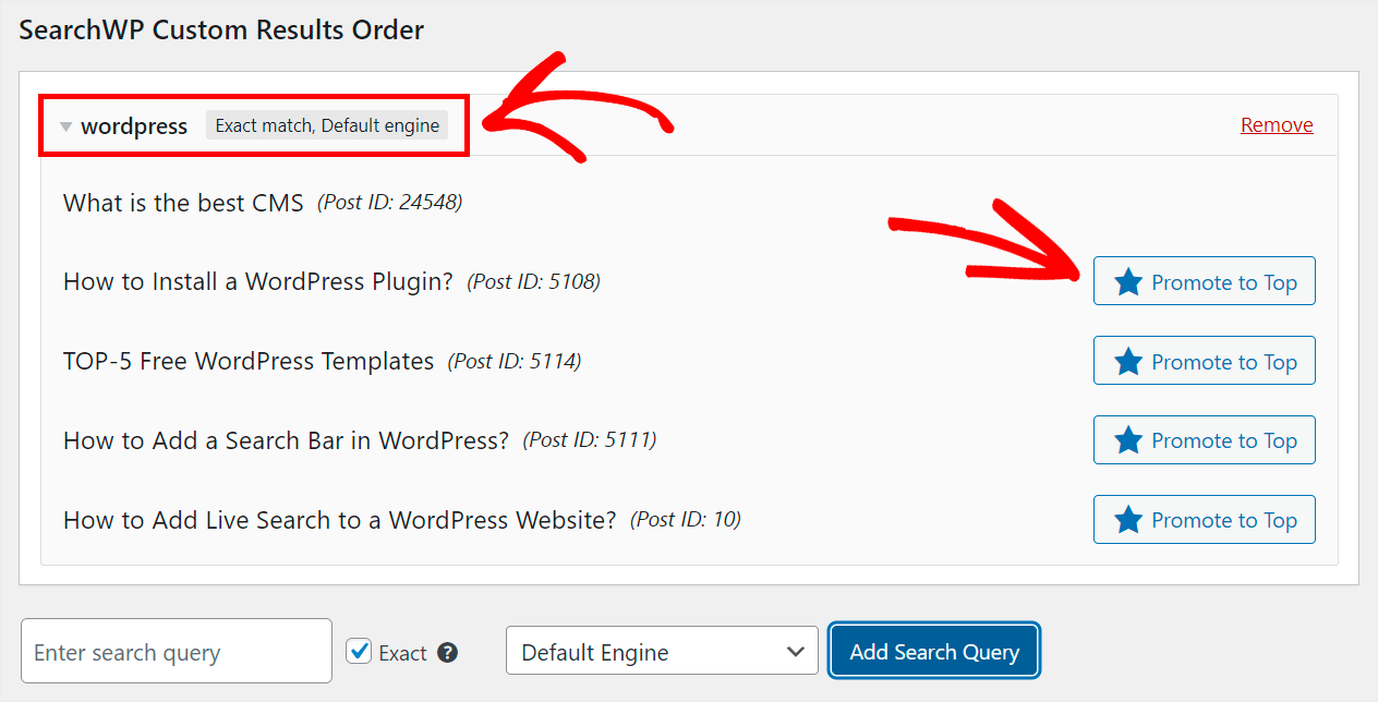 promote a specific page to the top