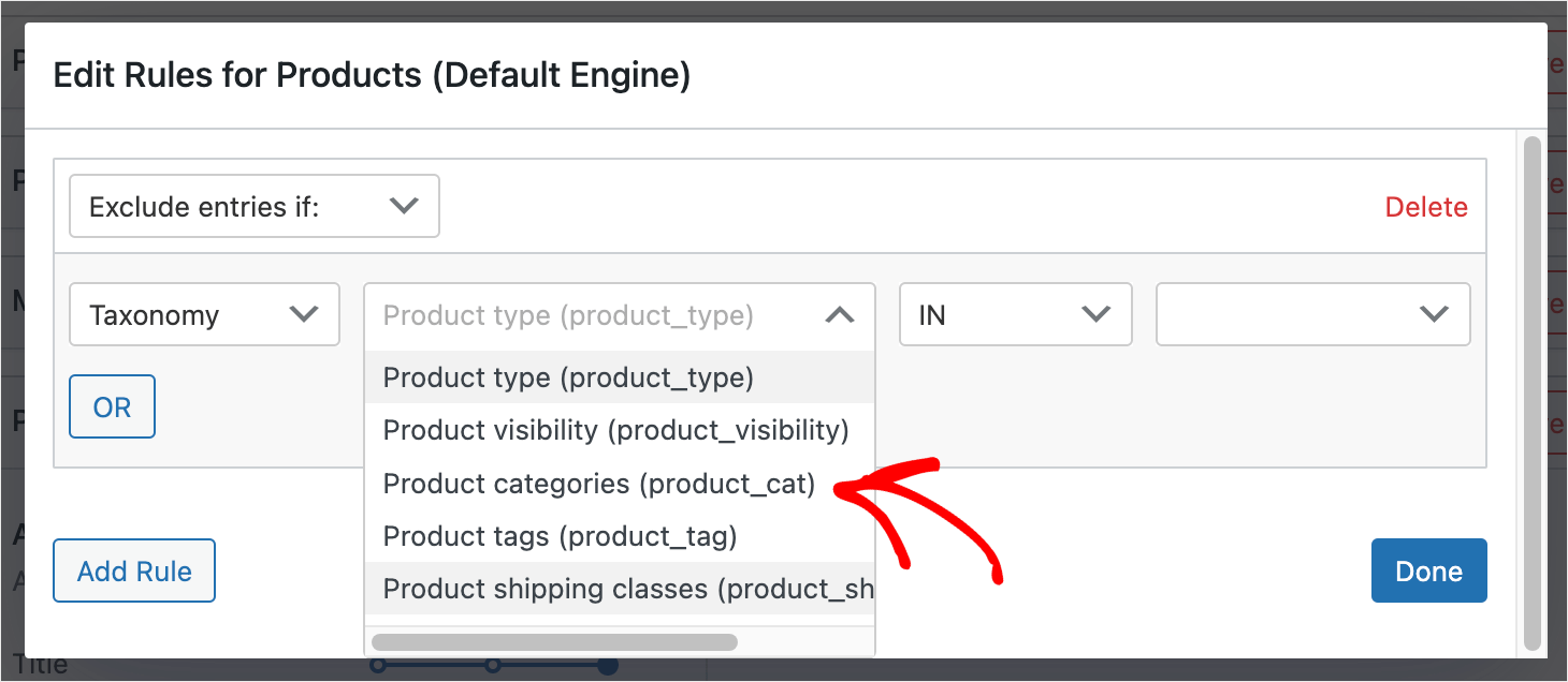 choose Product categories