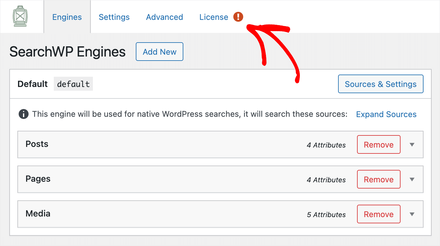 navigate to the License tab