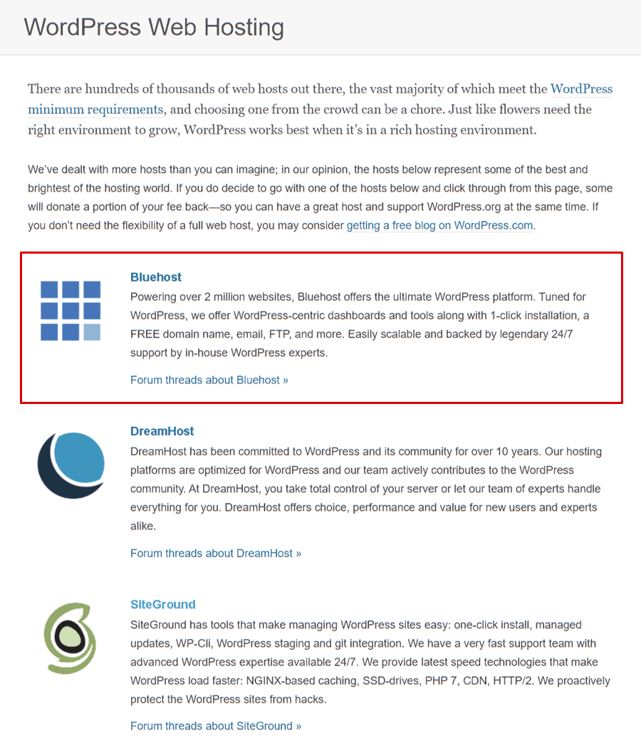 Bluehost WordPress-Hosting