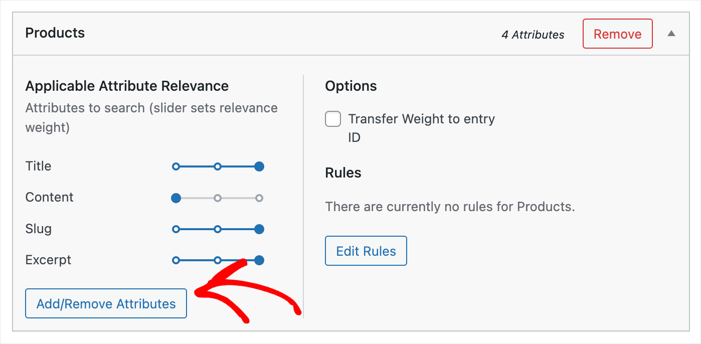 press Add Remove attributes