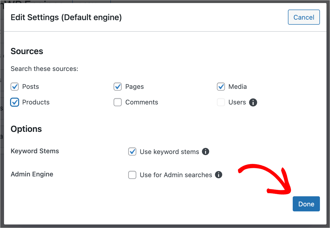 click Done when you're finished adding sources