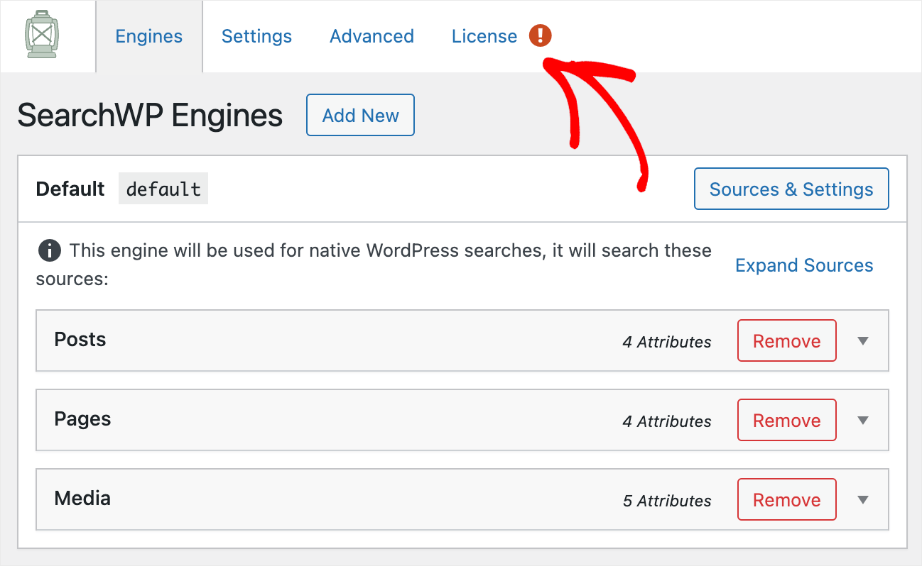 go to the License tab
