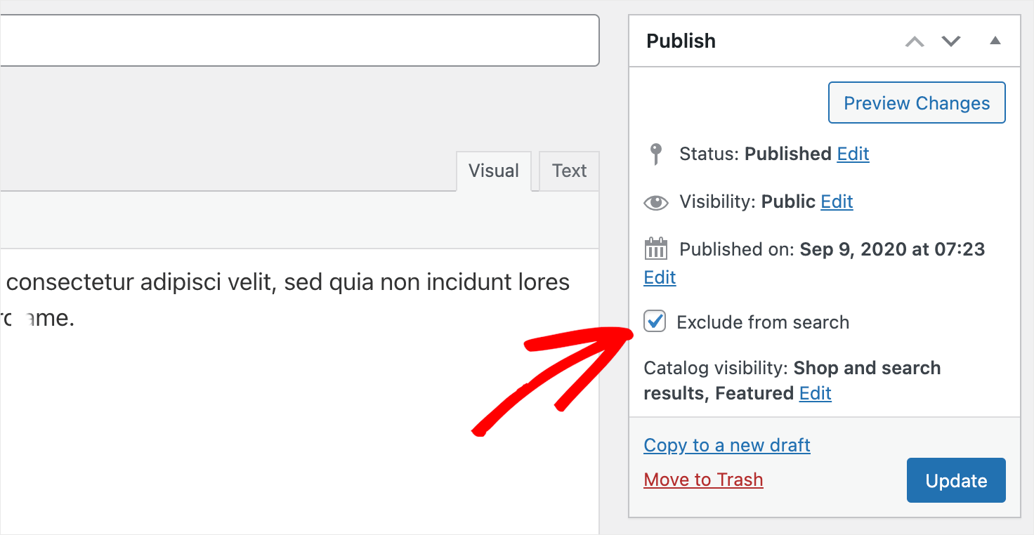 exclude a WooCommerce product from search