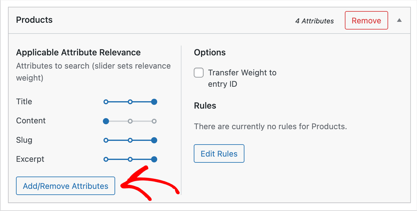 click add remove attributes