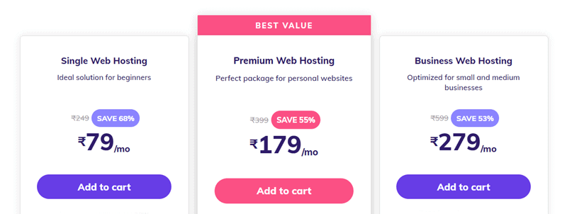 Preise für Hoster Indien