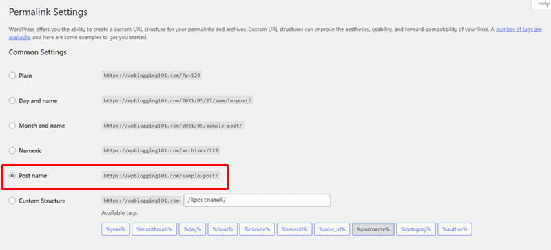 WordPress-Permalink-Einstellungen