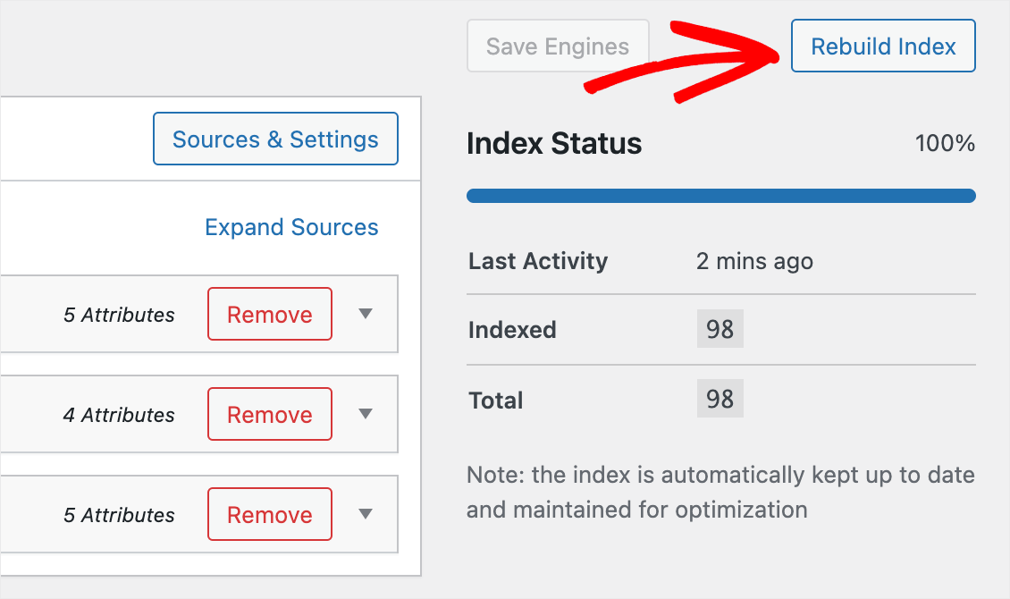 Click Rebuild Index