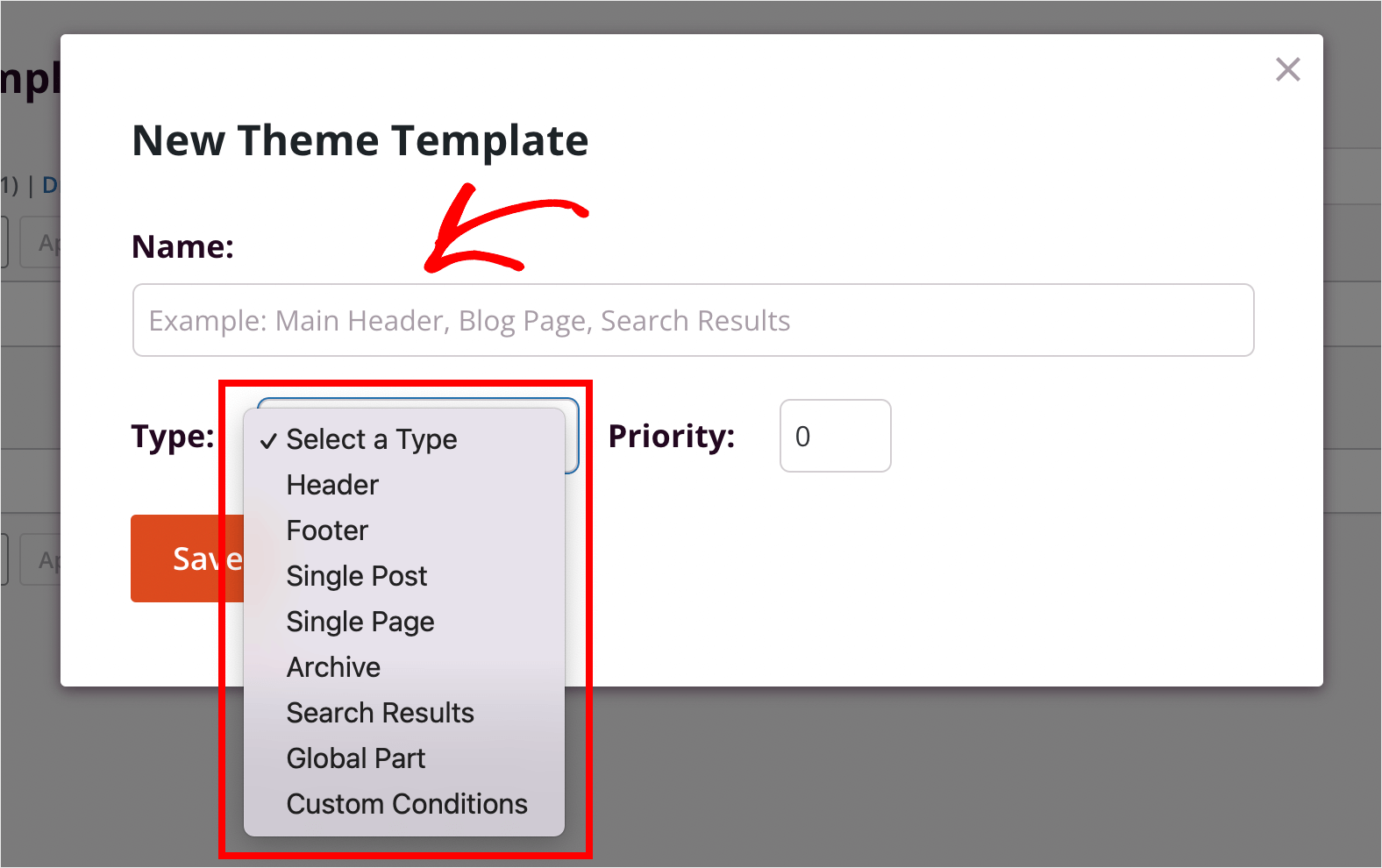 choose a type of your template