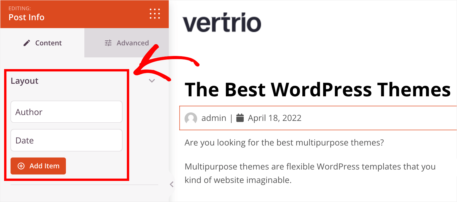 customize the layout
