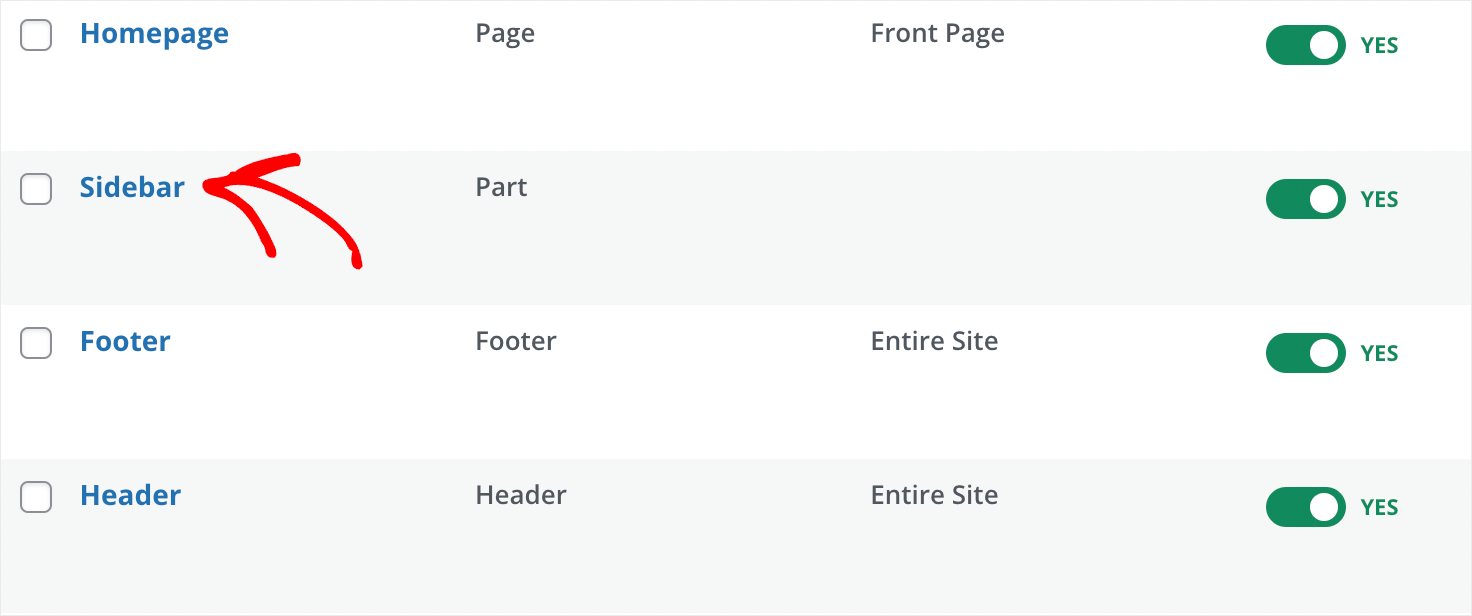 click sidebar
