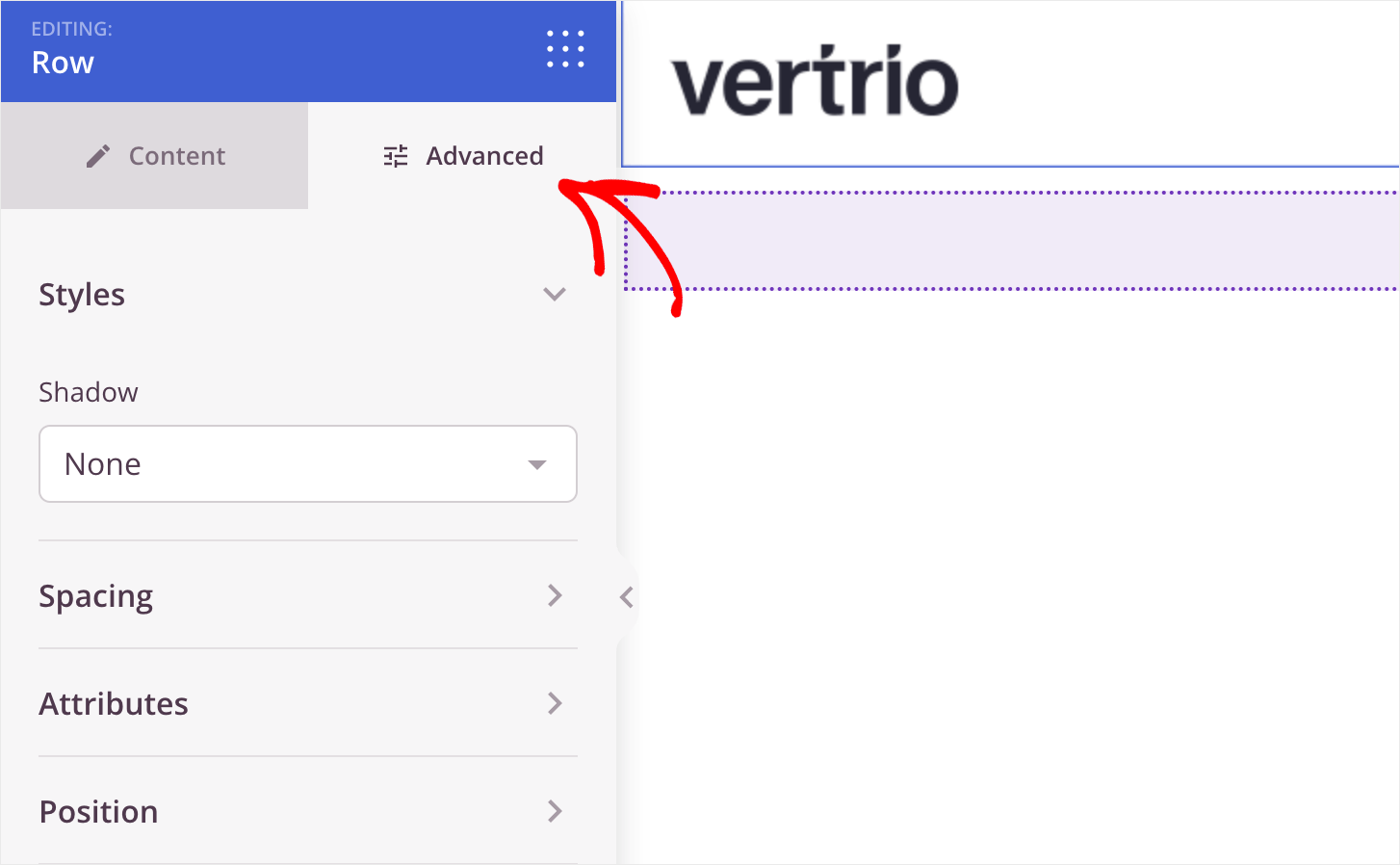 go to the Advanced tab