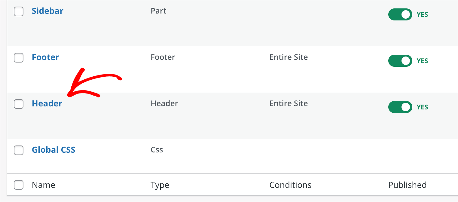 click Header