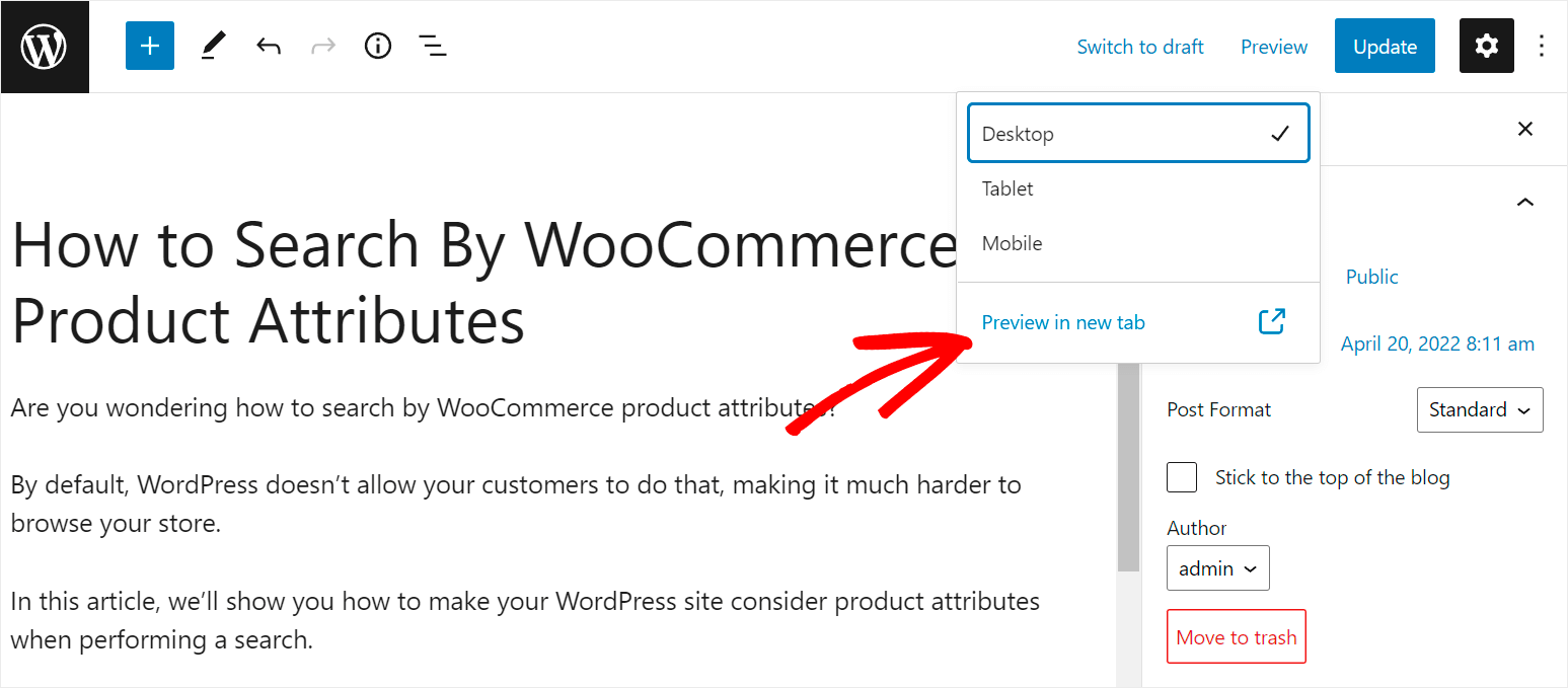 click Preview in new tab