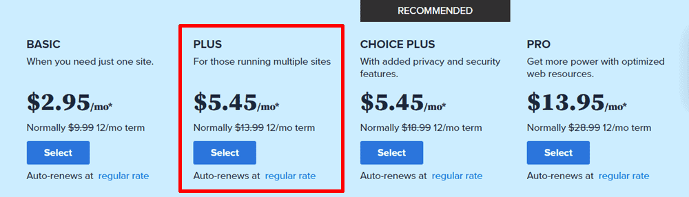 bluehost plus 计划定价