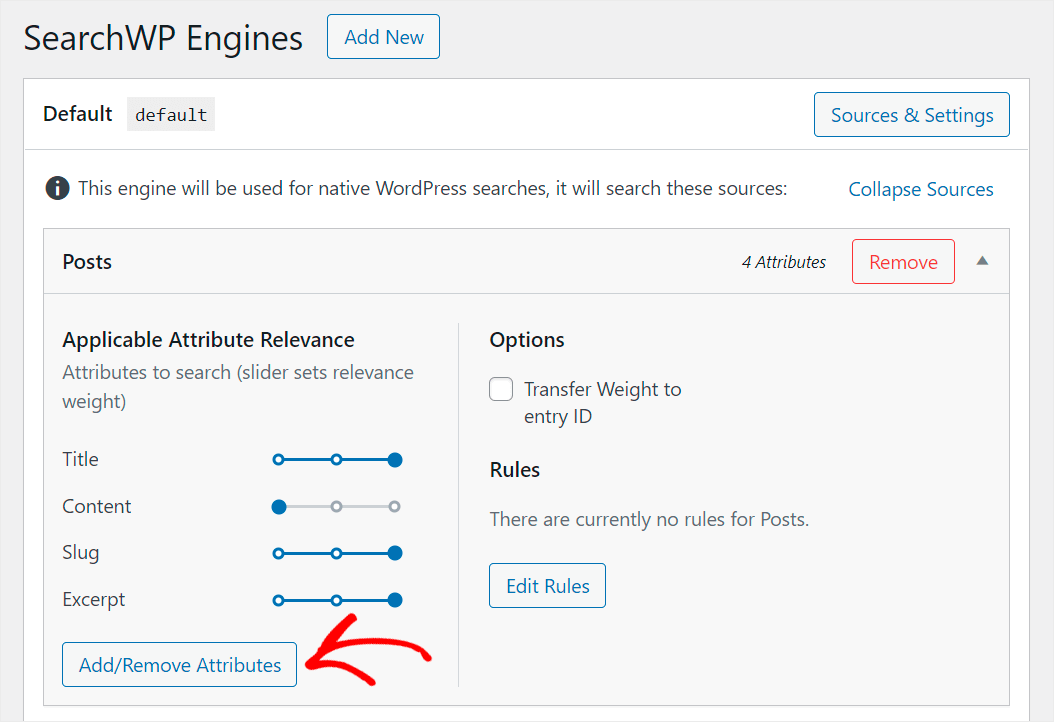 click Add Remove attributes