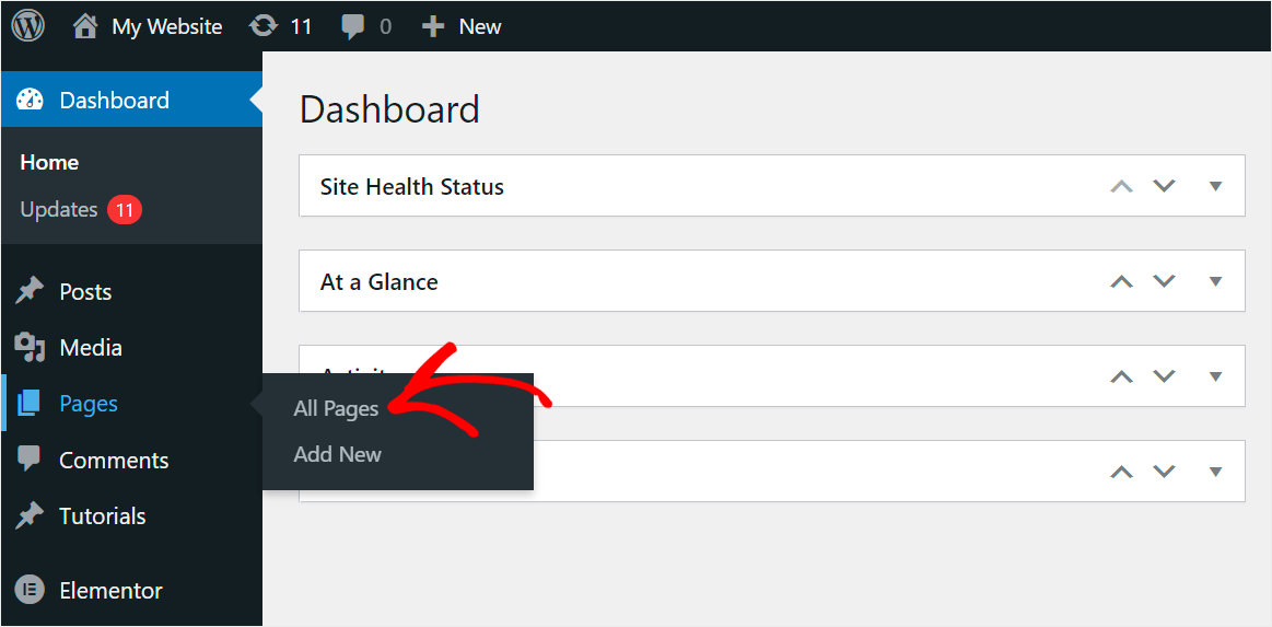 navigate to All Pages