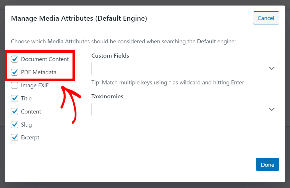 check Document content and PDF meta