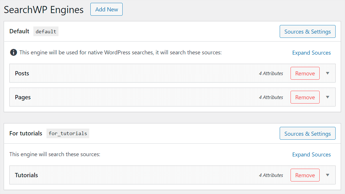 multiple search engines support