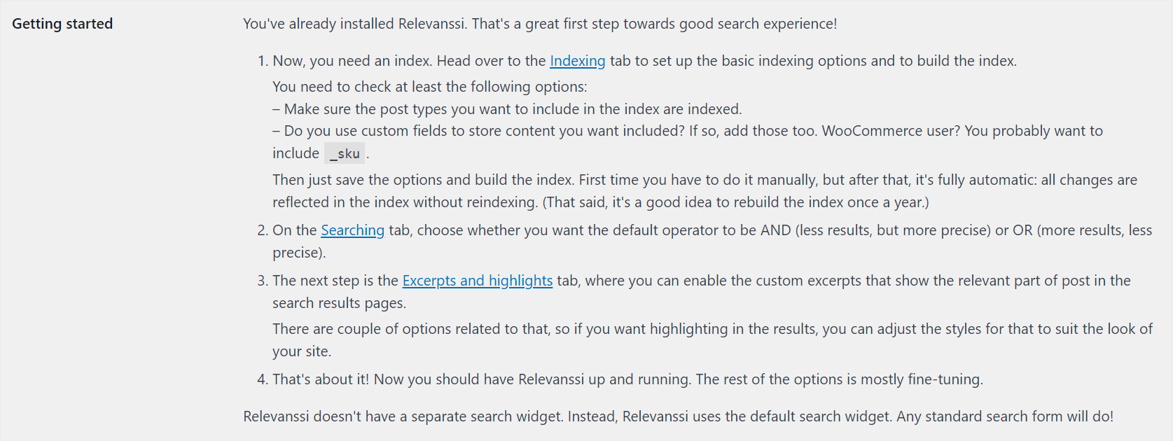 getting started with Relevanssi