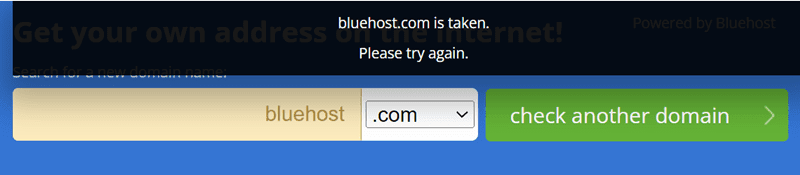 bluehost alan adı mevcut değil