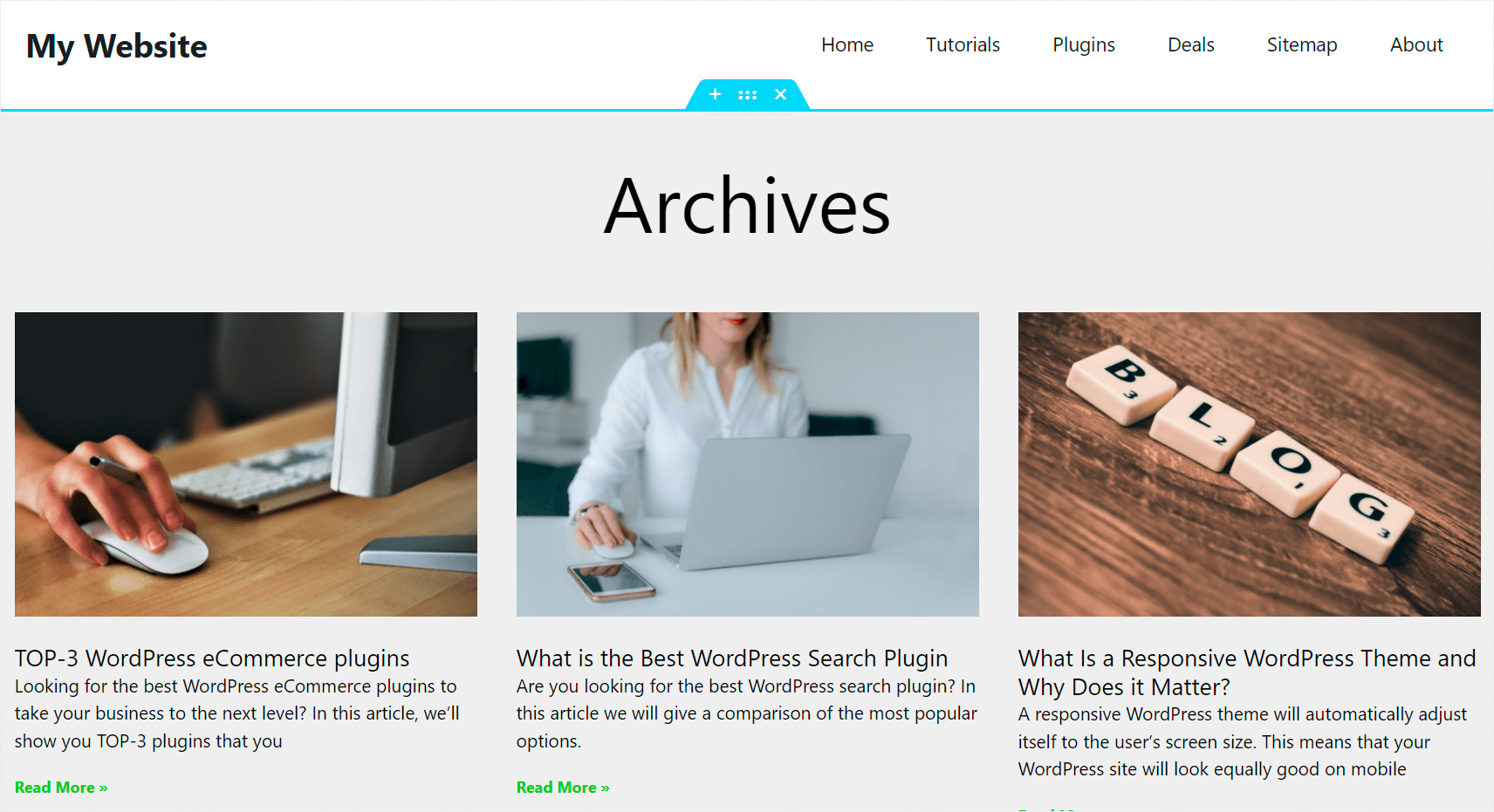 the archives page