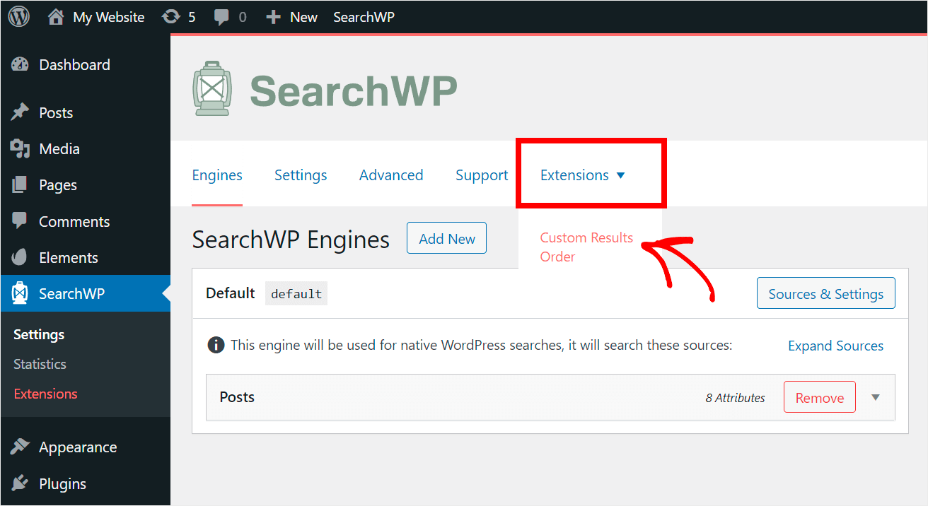 click Custom Results Order