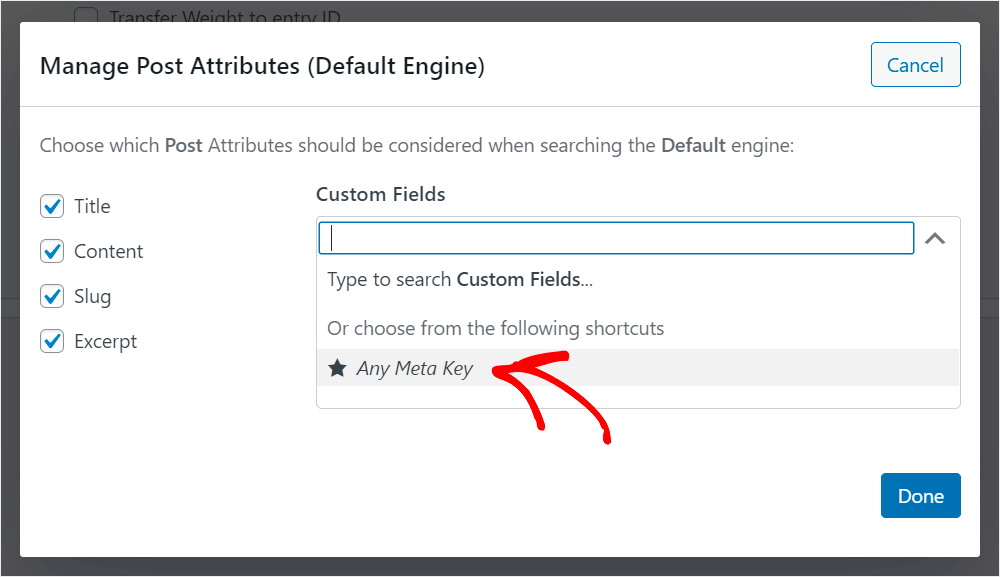choose the Any Meta Key shortcut